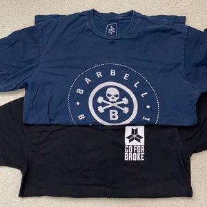 Barbell Brigade Shirt in Navy size Medium and Go For Broke in Black Medium